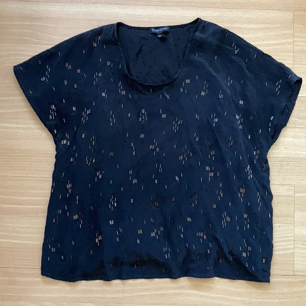 Eileen fisher silk sequin top petite small/medium